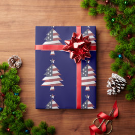 Stars och stripes Snowy Julgran Patriotic W Presentpapper
