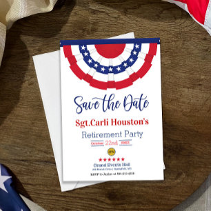 Stars och stripes Spara datumet Pension Party Kort