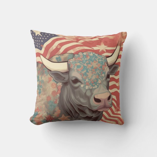 Stars och stripes Steer Kudde (Framsida)