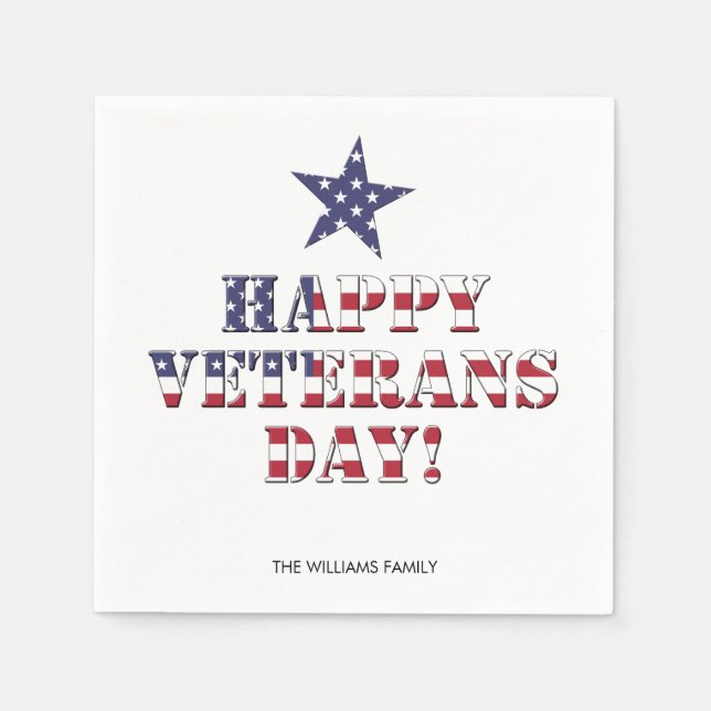 Stars och stripes Typografi Lycklig veterans Day Pappersservett (Framsidan)