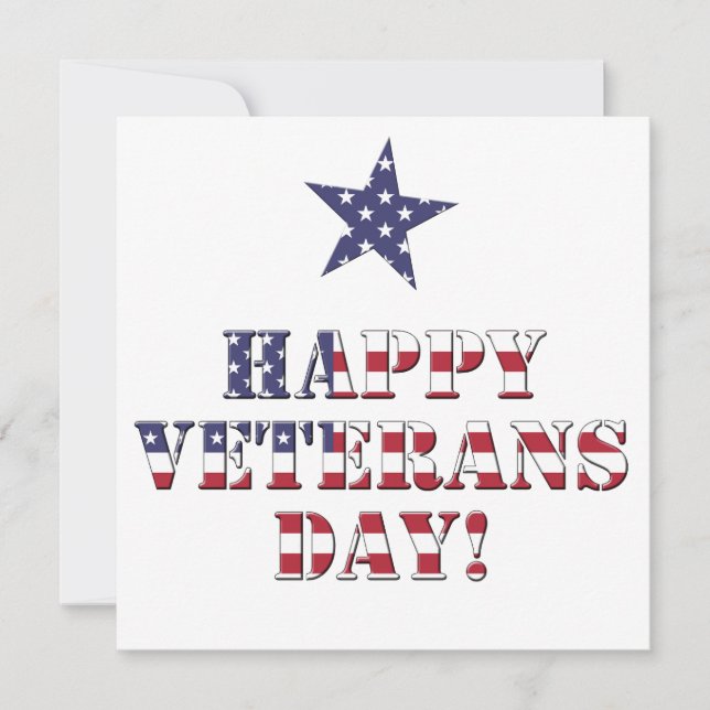 Stars och stripes Typografi Lycklig veterans Day Tack Kort (Framsida)