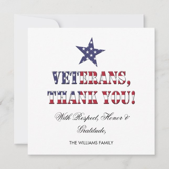 Stars och stripes Typography Veterans Tack (Framsida)