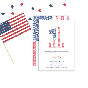 Stars och stripes Unisex Sommar 1:a födelsedag Par Inbjudningar