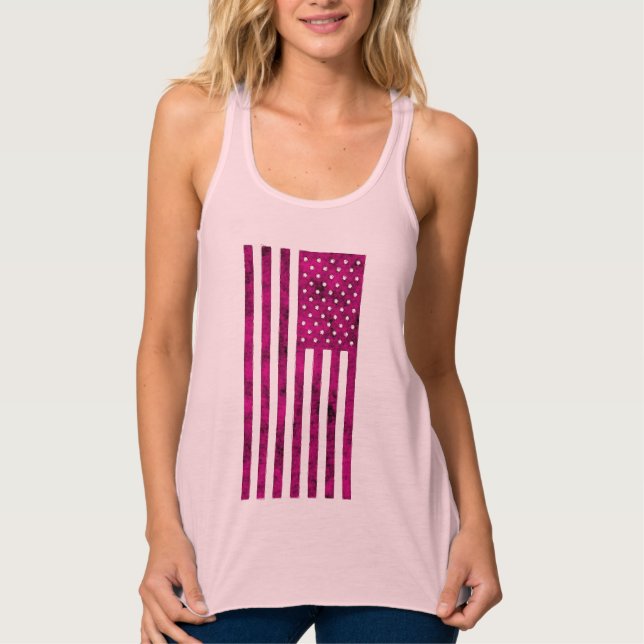 Stars och stripes US Flagga Design Linne Med Racerback (Framsida)