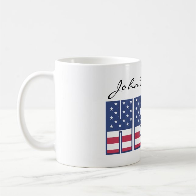 Stars och stripes USA American Hero Add Namn Kaffemugg (Vänster)