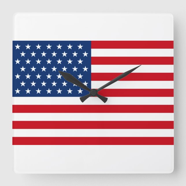 Stars och stripes USA Fyrkantig Klocka (Framsida)