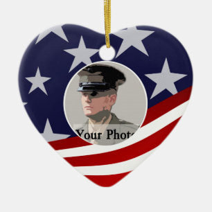 Stars och stripes USA / Militärbön Julgransprydnad Keramik