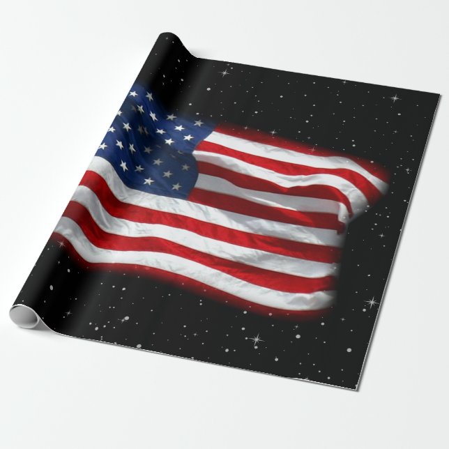 Stars och stripes USA Patriotic American Flagga Presentpapper (Utrullad)