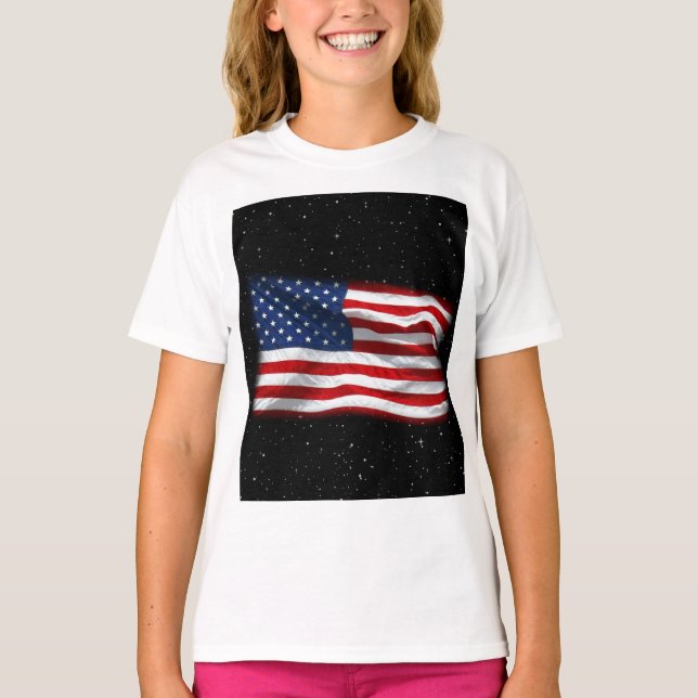 Stars och stripes USA Patriotic American Flagga T Shirt (Framsida)