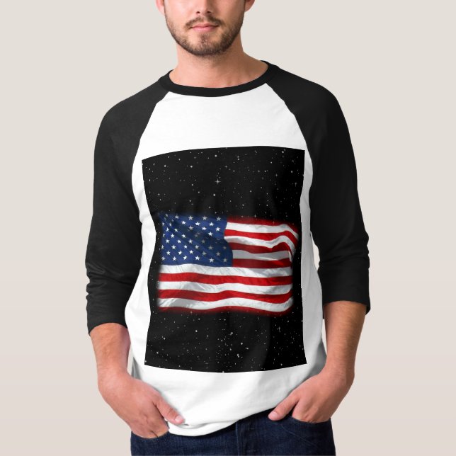 Stars och stripes USA Patriotic American Flagga T Shirt (Framsida)