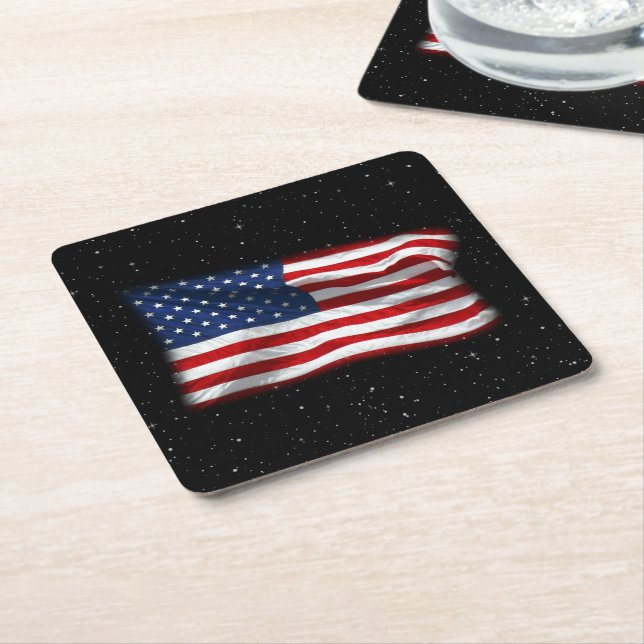 Stars och stripes USA Patriotic American Flagga Underlägg Papper Kvadrat (Vinklad)