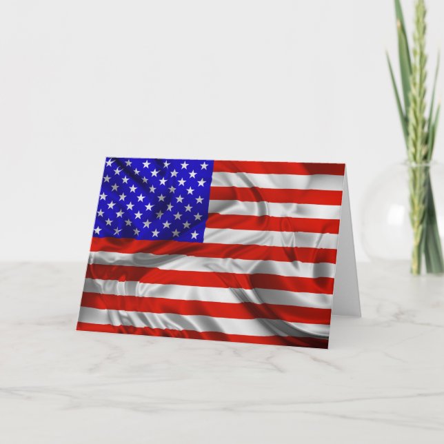 Stars och stripes USA:s hälsningskort Silke Flagga Kort (Framsida)