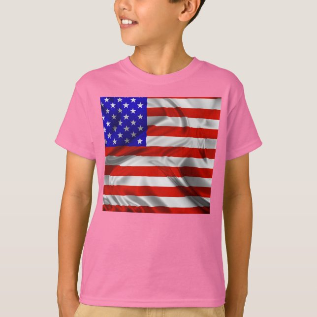 Stars och stripes Usa Silke Flagga T-Shirt (Framsida)