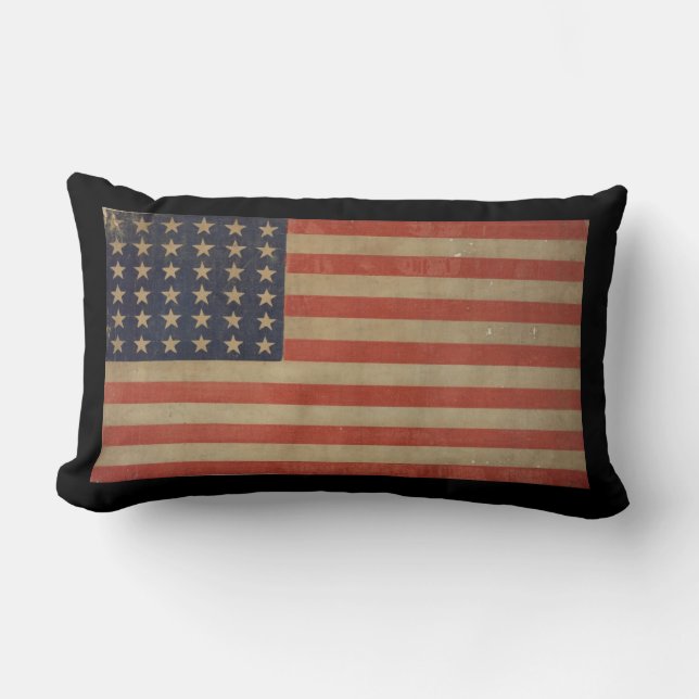 Stars och stripes Vintage Patriotic American Flagg Lumbarkudde (Framsida)