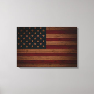 Stars och stripes (vintage wood U.S. flagga) Canvastryck