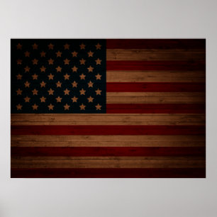Stars och stripes (vintage wood U.S. flagga) Poster