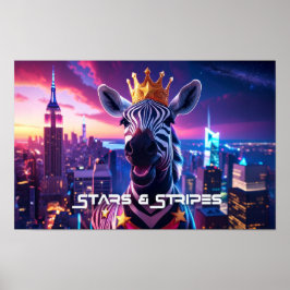 Stars och stripes Zebra Zanzibar Poster