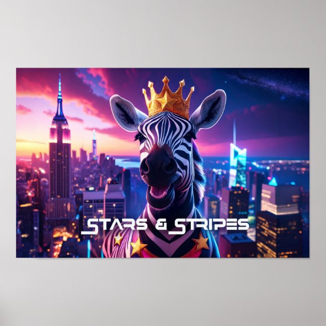 Stars och stripes Zebra Zanzibar Poster (Framsidan)