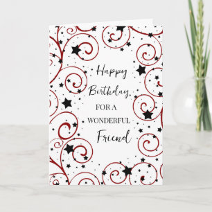 Stars och Swirls Friend Birthday Kort