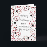 Stars och Swirls Son i födelsedagen Kort<br><div class="desc">Födelsedagskort för son i juridik med roligt stjärnor och virvelformar i svart och röd och tankfull vers.</div>