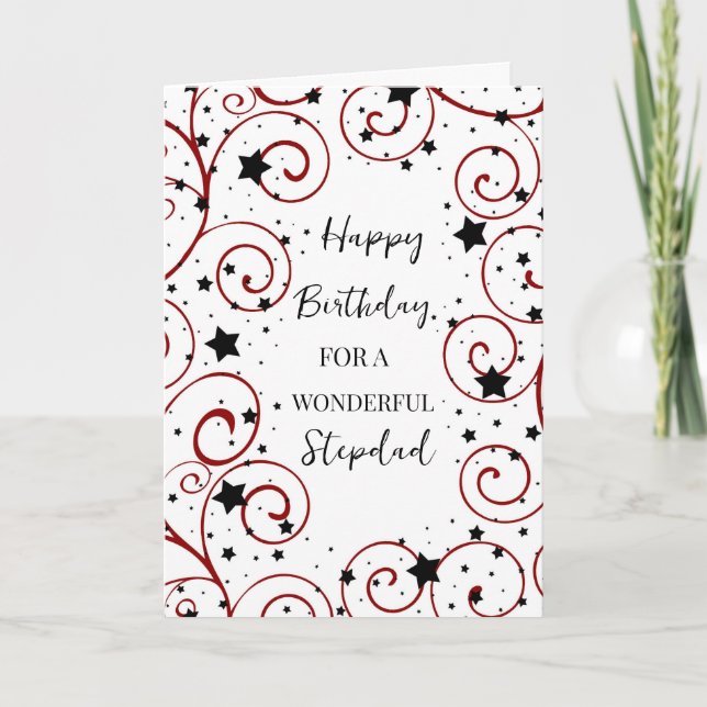Stars och Swirls Stepdad Birthday Kort (Framsida)