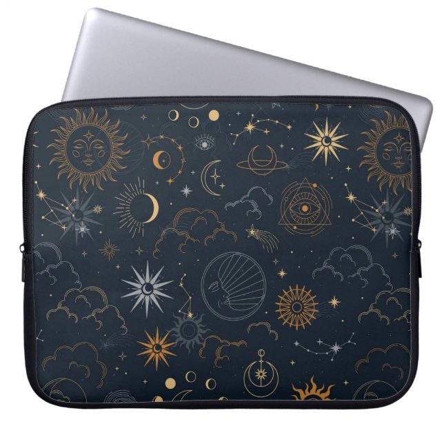 Stars & Planets Mönster Laptop Fodral (Framsidan)