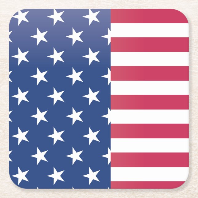 Stars & Rand, 4:e juli Underlägg Papper Kvadrat (Framsidan)