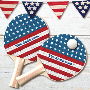 Stars Rand American Flagga Rustic Wood Patriotic Pingisracket