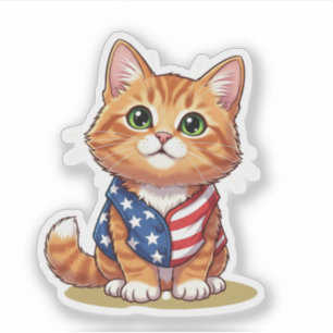 Stars & Rand Cat - Patriotic 4 juli Klistermärken