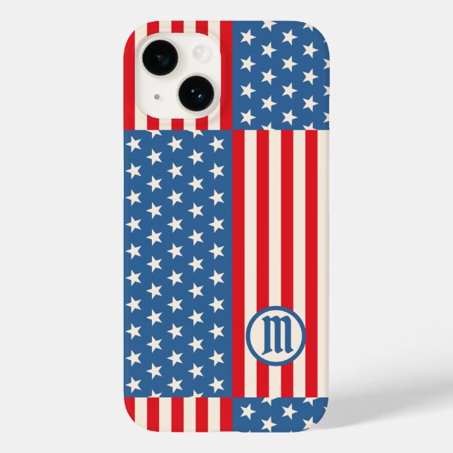 Stars & Rand Flagga Patriotic iPhone 14 Fodral (Baksida)