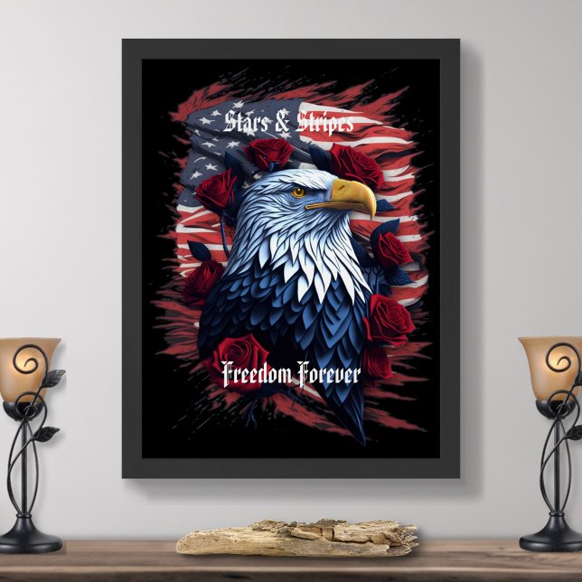 Stars Rand Freedom Forever Eagle American Flagga Poster (Skapare uppladdad)