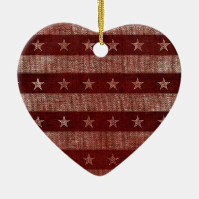 Stars & Rand Heart Ceramic jul Ornament (Framsidan)
