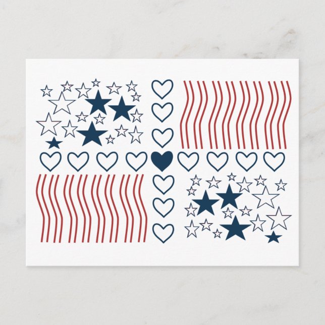 Stars Rand Hearts Vykort (Framsida)