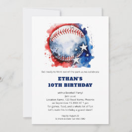 Stars Rand Kids Baseball Birthday Inbjudningar