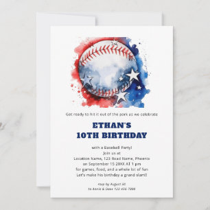 Stars Rand Kids Baseball Birthday Inbjudningar
