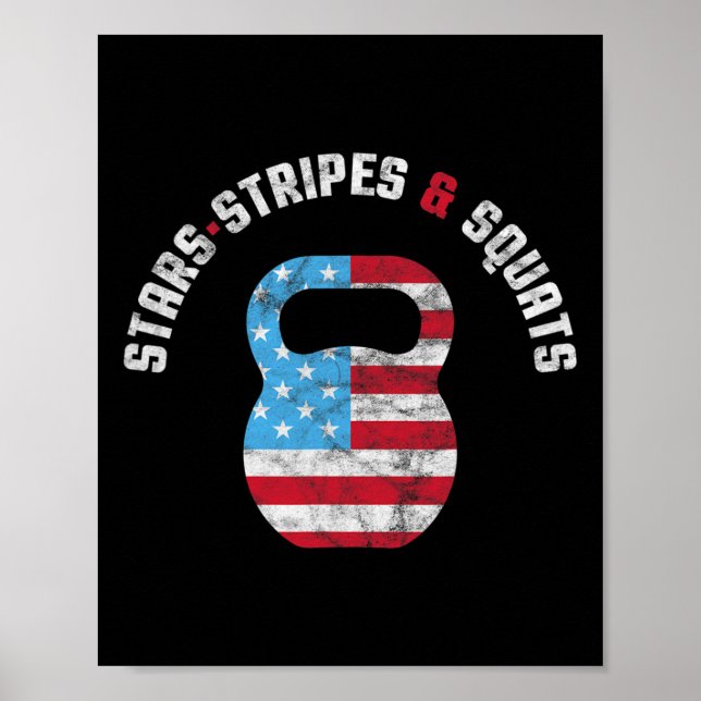 Stars Rand och Squad Workout Gym USA flagga 4 th J Poster (Framsidan)