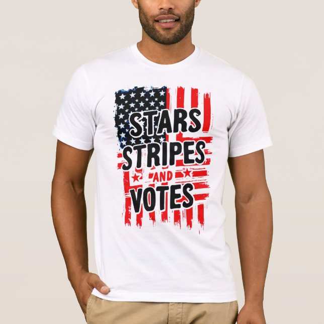 Stars, Rand och voteringar med amerikan flagga T Shirt (Framsida)