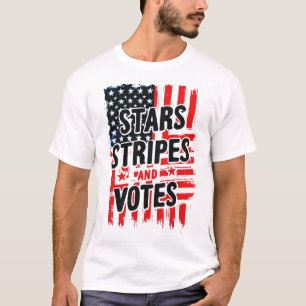 Stars, Rand och voteringar med amerikan flagga T Shirt