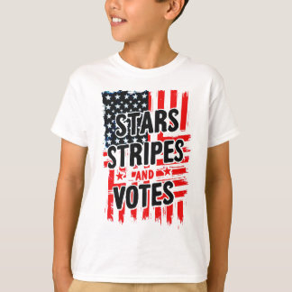 Stars, Rand och voteringar med amerikan flagga T Shirt