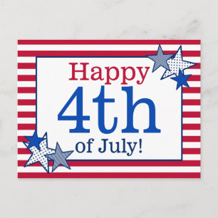 Stars Rand Patriotic 4:e juli Typografi Vykort