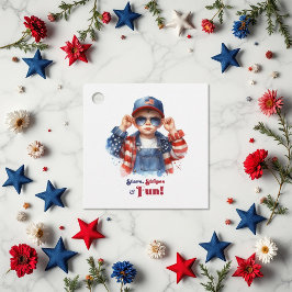 Stars & Rand Patriotic Boy Birthday Tack Gåvor Etiketter