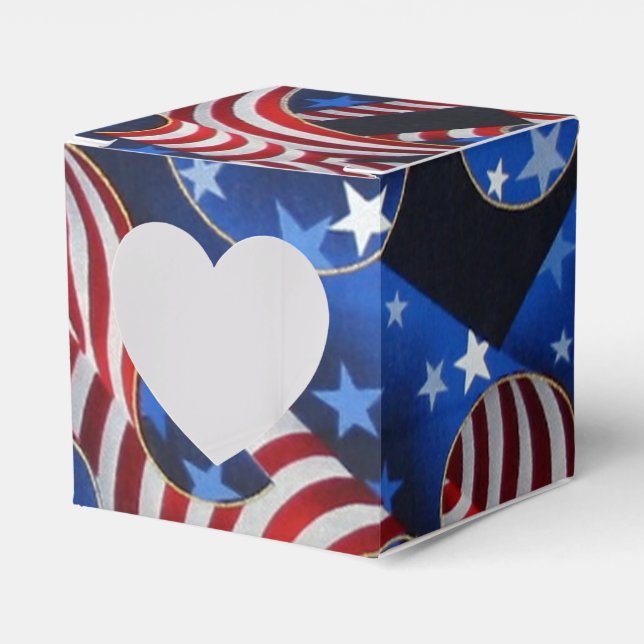 Stars & Rand Patriotic Curls Heart Favbox Presentaskar (Framsidan Sidan)