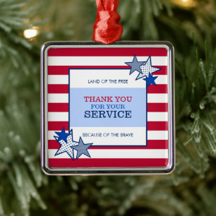 Stars Rand Patriotic Veteran Service Tack Julgransprydnad Metall