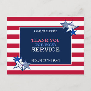Stars Rand Patriotic Veteran Service Tack  Vykort