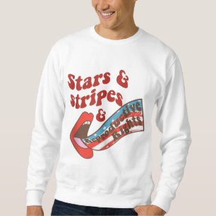 Stars Rand Reproductive Höger Läppar American Fl Lång Ärmad Tröja