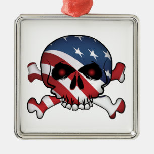 Stars & Rand Skull Julgransprydnad Metall