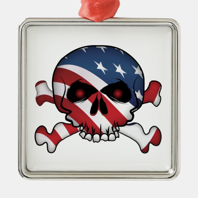 Stars & Rand Skull Julgransprydnad Metall (Framsidan)