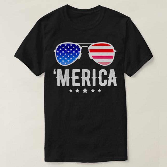 Stars Rand Sunglasses Freedom USA Merica T Shirt (Design framsida)