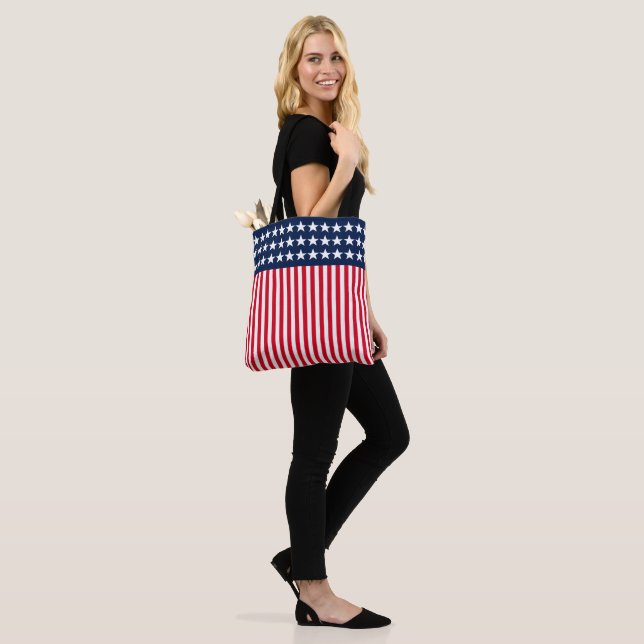 Stars & Rand Tote Bag Tygkasse (På modell)