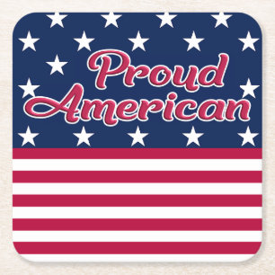Stars & rand USA flagga Proud American patriotic Underlägg Papper Kvadrat